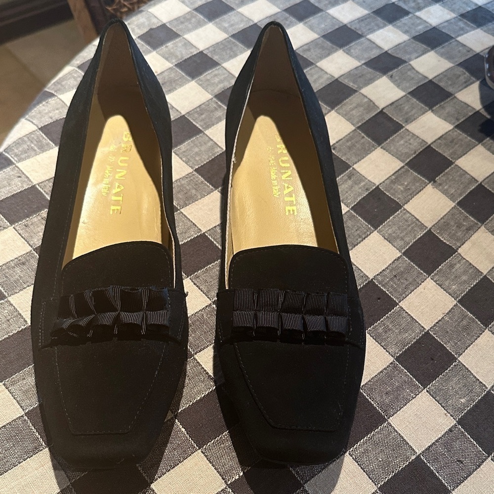 Brunate Black Women's Loafers in Black Suede size 40 1/2